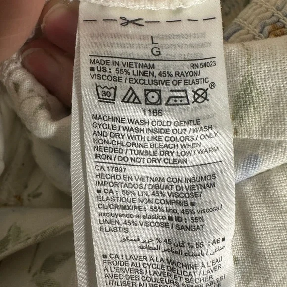 Old Navy Cream Floral Smocked Wide-Leg Jumpsuit with Blue Print - Picture 4 of 11